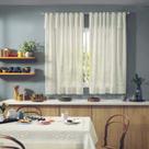 Cortina Cozinha 2,00 X 1,50m Renda Creme Rosas Lisa