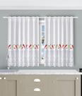 Cortina Cozinha Com Estampas Desenhada 2,60x1,20 Branca
