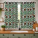 CORTINA COZINHA OXFORD ESTAMPADA VERDE 1,20m X 2,00m