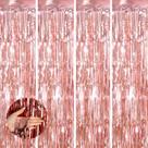 Cortina de alumínio metálico Backdrop Keyali, pacote com 4 unidades, 1x2,5 m em ouro rosa