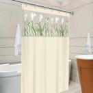 Cortina de Box 100% PVC C/ gancho Copo de Leite Bege