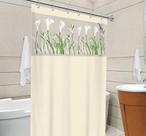 Cortina de Box 100% PVC C/ gancho Copo de Leite Bege
