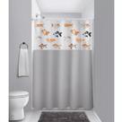 Cortina de Box Banheiro Com Visor Carpas 1,35 x 2m R620T