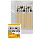 Cortina de Box Banheiro Estampa Corujinhas Com Visor 1,35 x 2m R620H