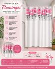 Cortina de Box Vinil com Visor Retangular Estampada - Flamingos Cortina de Box Vinil com Visor Retangular Estampada - Flamingos