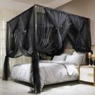 Cortina de cama com dossel Joyreap preta king size com poste de 4 cantos