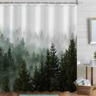 Cortina de chuveiro Aipon Misty Forest Green Poliéster 180x180cm