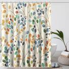 Cortina de chuveiro Amaredom Floral com ganchos 180x180cm poliéster