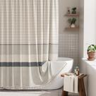 Cortina de chuveiro AmazerBath Boho Grey com borlas 180x180cm