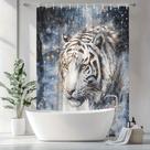 Cortina de chuveiro branca Tiger Snowy Forest Poliéster 180x200cm