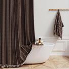 Cortina de chuveiro BTTN Boho Bohemian Linen Tecido 180x180cm marrom