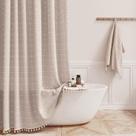 Cortina de chuveiro BTTN Boho em tecido de linho 200x180cm com ganchos bronzeados