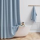 Cortina de chuveiro BTTN Boho Farmhouse Linen Azul Rústico 180x180cm Cortina de chuveiro BTTN Boho Farmhouse Linen Azul Rústico 180x180cm
