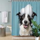 Cortina de chuveiro Bubble Dog Poliéster Impermeável 180x200cm