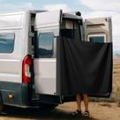Cortina de chuveiro com porta traseira RV Truck Camper Federedevo Black