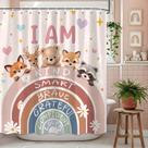 Cortina de chuveiro Coveimes Kids Boho Rainbow Animal 120x160cm Cortina de chuveiro Coveimes Kids Boho Rainbow Animal 120x160cm