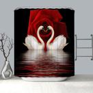 Cortina de chuveiro Dia dos Namorados Rosa e Cisne 180x200cm Cortina de chuveiro Dia dos Namorados Rosa e Cisne 180x200cm