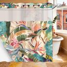 Cortina de chuveiro DLTAY Tropical Hookless com forro de encaixe 180x180cm Cortina de chuveiro DLTAY Tropical Hookless com forro de encaixe 180x180cm
