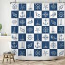 Cortina de chuveiro DORCEV Azul Marinho Summer Nautical 180x180cm Cortina de chuveiro DORCEV Azul Marinho Summer Nautical 180x180cm