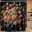 Cortina de chuveiro Drgilau Vintage Floral Colorida 175x200cm Cortina de chuveiro Drgilau Vintage Floral Colorida 175x200cm