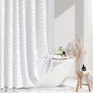 Cortina de chuveiro Dynamene Boho Farmhouse Branca 180x180cm