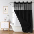Cortina de chuveiro Eachope Black No Hook Waffle Weave 230GSM
