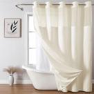 Cortina de chuveiro Eachope Cream sem gancho tufada com forro 71x74
