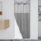 Cortina de chuveiro EUTXL Stall No Hook Waffle Weave Grey 92x188cm