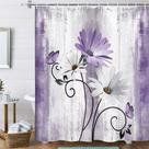 Cortina de chuveiro Evivian Rustic Farmhouse Purple Daisy 180x180cm Cortina de chuveiro Evivian Rustic Farmhouse Purple Daisy 180x180cm