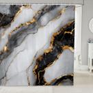 Cortina de chuveiro Feelyou Black Grey Marble Impermeável 180x180cm Cortina de chuveiro Feelyou Black Grey Marble Impermeável 180x180cm