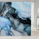 Cortina de chuveiro Feelyou Blue Black Marble impermeável 180x180cm Cortina de chuveiro Feelyou Blue Black Marble impermeável 180x180cm