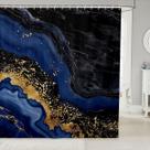 Cortina de chuveiro Feelyou Blue Marble de poliéster impermeável