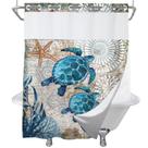 Cortina de chuveiro Final Friday Green/Teal Sea Turtles Waffle Weave