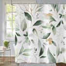 Cortina de chuveiro GCIREC verde e folha de ouro impermeável 180x180cm Cortina de chuveiro GCIREC verde e folha de ouro impermeável 180x180cm