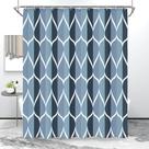 Cortina de chuveiro Gelbchu Aegean Blue Geometric Polyester