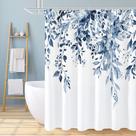 Cortina de chuveiro Gibelle Azul Marinho Eucalyptus 180x180cm com ganchos Cortina de chuveiro Gibelle Azul Marinho Eucalyptus 180x180cm com ganchos