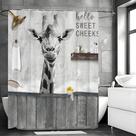 Cortina de chuveiro Giraffe Hello Sweet Cheeks 180x200cm poliéster