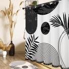 Cortina de chuveiro GiumSi Boho Mid Century Leaf preta 180x180cm