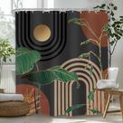 Cortina de chuveiro Glawry Dark Brown Mid Century 153x180cm