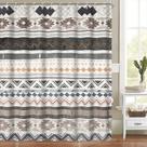 Cortina de chuveiro Heevnttiy Retro Boho Geometric Brown Aztec