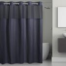 Cortina de chuveiro Hookless É um piscar de olhos! Waffle azul marinho 180x200cm Cortina de chuveiro Hookless É um piscar de olhos! Waffle azul marinho 180x200cm