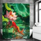Cortina de chuveiro impermeável de poliéster Koi Fish Lotus 180x200cm