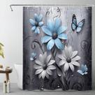 Cortina de chuveiro LB Blue Floral Spring Nature 150x180cm