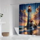 Cortina de chuveiro Lighthouse Beach Scene Poliéster 180x200cm