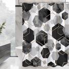 Cortina de chuveiro Litabel Preta/Cinza Arte Geométrica 180x180cm