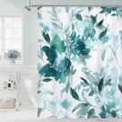 Cortina de chuveiro Litabel Teal Aquarela Floral 180x180cm