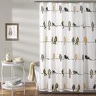 Cortina de chuveiro Lush Decor Rowley Birds 180x180cm amarela e cinza