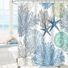 Cortina de chuveiro MAYZUS Nautical Coastal Beach Ocean Theme Blue
