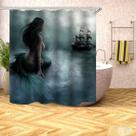Cortina de chuveiro Mermaid Digital Print 180x200cm poliéster