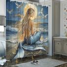 Cortina de chuveiro Mermaid Moonlit Beach Fantasy 180x200cm
